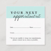 Einfache elegante White Blue Schönheitskarte Terminkarte (Vorderseite)