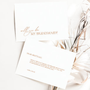 Einfache elegante White Bridesmaid Vorschlagskarte Einladung