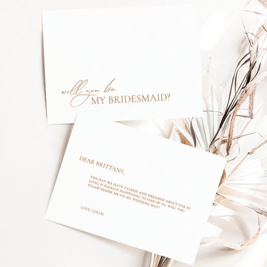 Einfache elegante White Bridesmaid Vorschlagskarte Einladung