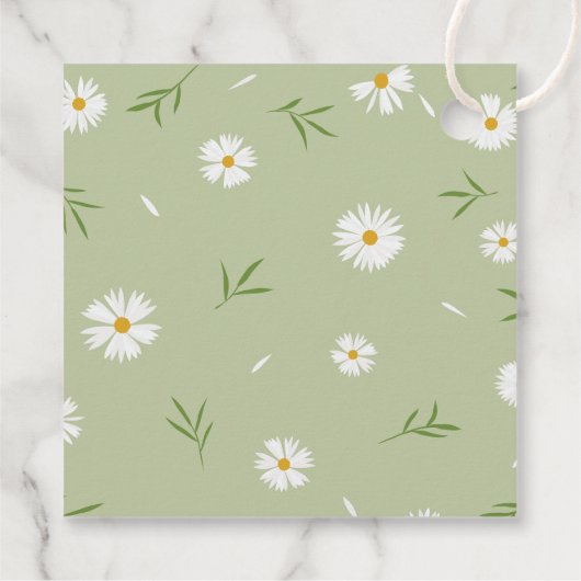 Einfache elegante White Daisies Greenery Baby Dusc Geschenkanhänger (Rückseite)