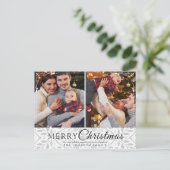 Einfache Elegante White Frame 2 Foto Weihnachten (Stehend Vorderseite)