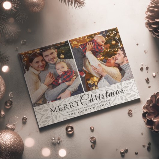 Einfache Elegante White Frame 2 Foto Weihnachten