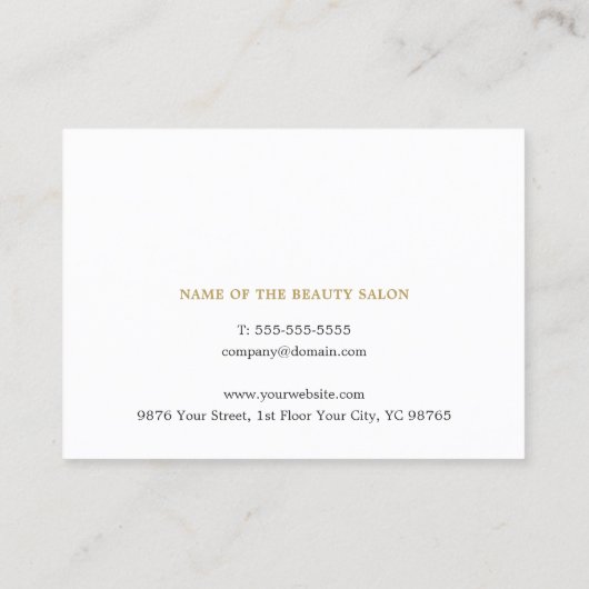 Einfache elegante White Gold Schönheitskarte Terminkarte (Rückseite)