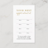Einfache elegante White Gold Schönheitskarte Terminkarte (Vorderseite)