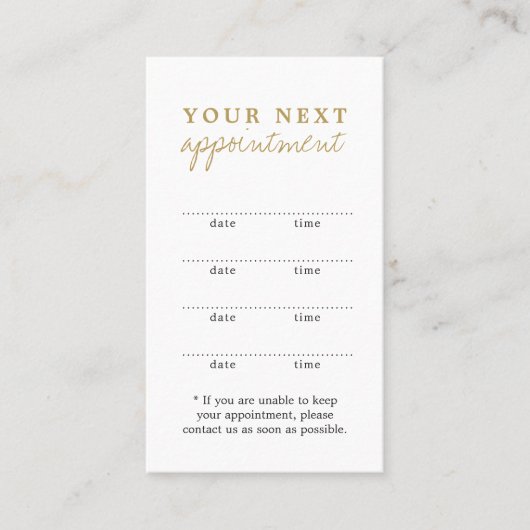 Einfache elegante White Gold Schönheitskarte Terminkarte (Vorderseite)