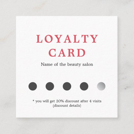Einfache Elegante White Gray Pink Beauty Loyalität Treuekarte (Vorderseite)