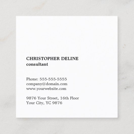 Einfache, elegante White Imitats Gold Line Consult Quadratische Visitenkarte (Rückseite)