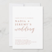 Einfache, elegante White & Rose Einladung (Vorderseite)