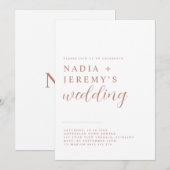 Einfache, elegante White & Rose Einladung (Vorne/Hinten)