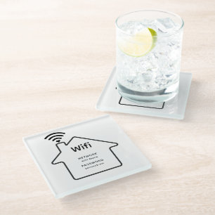 Einfache Elegante WiFi Network Password Info Hotel Glasuntersetzer