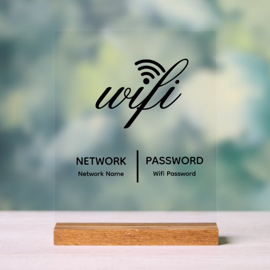 Einfache Elegante WiFi-Netzwerkkennwortinformation Acrylschild (Neutral)