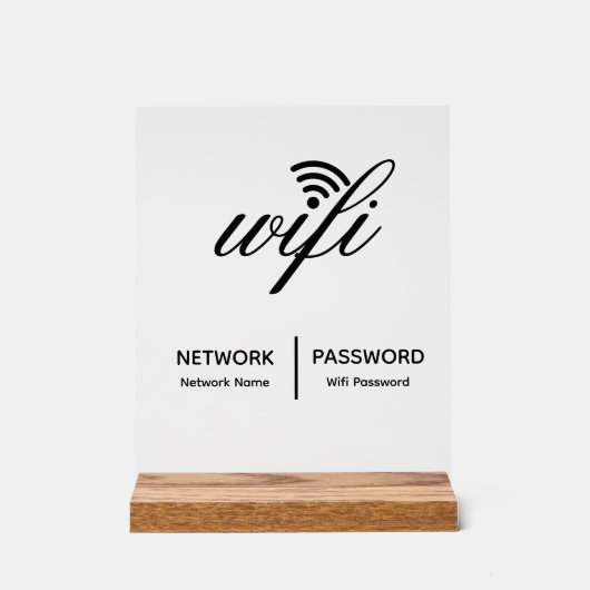 Einfache Elegante WiFi-Netzwerkkennwortinformation Acrylschild (Vorderseite)