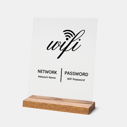 Einfache Elegante WiFi-Netzwerkkennwortinformation Acrylschild (Winkel)