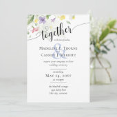 Einfache elegante Wildblumen Boho Wedding Einladung (Stehend Vorderseite)