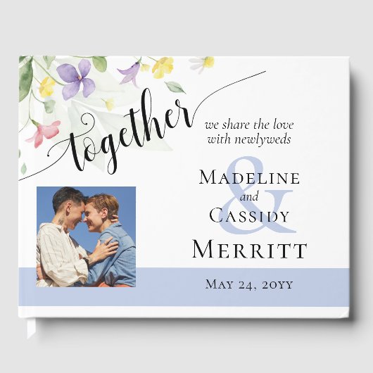 Einfache elegante Wildblumen Boho Wedding Gästebuch (Vorderseite)