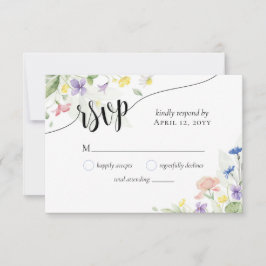 Einfache elegante Wildblumen Boho Wedding RSVP Karte