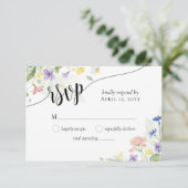 Einfache elegante Wildblumen Boho Wedding RSVP Karte (Stehend Vorderseite)