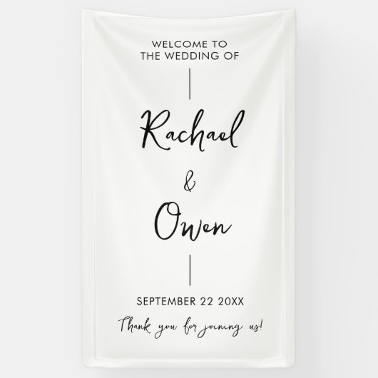 Einfache Elegante Willkommen bei unserer Hochzeit Banner (Vertikal)
