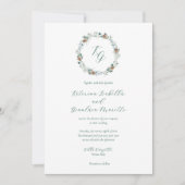 Einfache elegante Winter Greenery Monogram Wedding Einladung (Vorderseite)