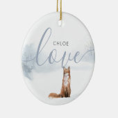 Einfache Elegante Winter Woodland Scene Fox Keramik Ornament (Rechts)