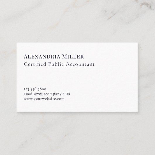 Einfache elegante Wirtschaftsprüfer CPA Visitenkarte (Vorderseite)
