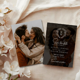 Einfache, elegante Wraath-Hochzeit mit 2 Fotos Tex Save The Date