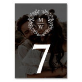 Einfache, elegante Wraath-Hochzeit mit 2 Fotos Tex Tischnummer (Vorderseite)