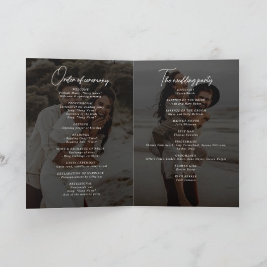 Einfache Elegante Wreath-Hochzeit mit 4 Fotos Text Programm (Innenseite)