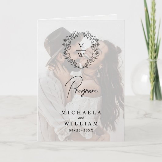 Einfache Elegante Wreath-Hochzeit mit 4 Fotos Text Programm (Vorderseite)