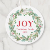 Einfache Elegante Wreath Joy Moderne Weihnachten Geschenkanhänger (Vorderseite)