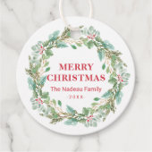 Einfache Elegante Wreath Joy Moderne Weihnachten Geschenkanhänger (Vorderseite)