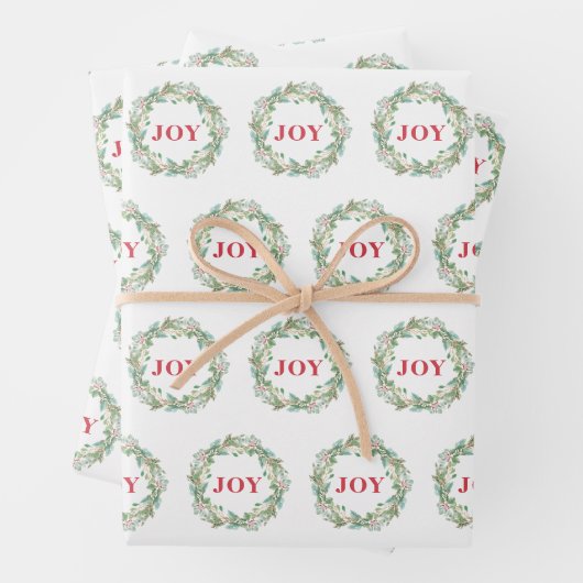 Einfache Elegante Wreath Joy Moderne Weihnachten Geschenkpapier Set (Beispiel)