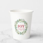 Einfache Elegante Wreath Joy Moderne Weihnachten Pappbecher (Vorderseite)