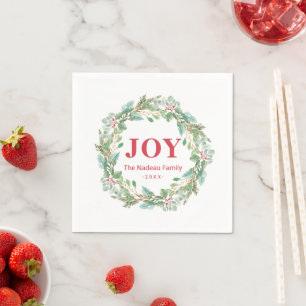 Einfache Elegante Wreath Joy Moderne Weihnachten Serviette