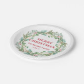 Einfache Elegante Wreath Moderne Weihnachten Pappteller (Schrägansicht)