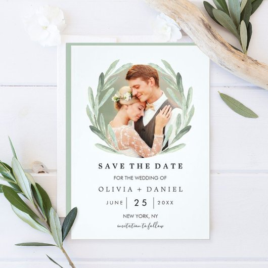 Einfache Elegante Wreath Wedding Save the Date Fot