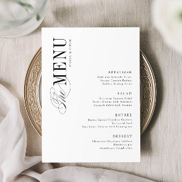 Einfache Elegante Zeitlose Typografie Hochzeit Menükarte