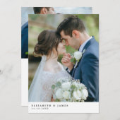 Einfache elegante Zwei-Foto-Hochzeit Dankeschön-Ka Dankeskarte (Vorne/Hinten)