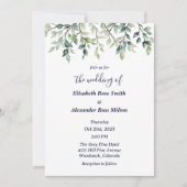 Einfache elegante Zweige von Blätter Hochzeit Einladung (Vorderseite)