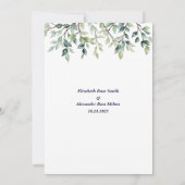 Einfache elegante Zweige von Blätter Hochzeit Einladung (Rückseite)