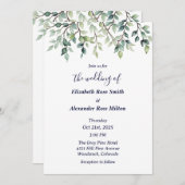 Einfache elegante Zweige von Blätter Hochzeit Einladung (Vorne/Hinten)