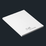 Einfache Elegantenbezeichnung Modern Notizblock<br><div class="desc">Modernes Notizblock in Schwarz/Weiß mit einem schlichten und minimalen Design mit Ihrem Namen in einem eleganten Drehbuch und zeitgenössischen serifenlosen Schriftart. Diese sind ideal für den persönlichen oder beruflichen Gebrauch und eignen sich hervorragend für ein Unternehmen,  um als Werbeartikel zu verschenken.</div>