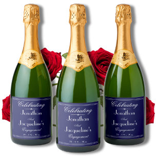 Einfache Elegantennamen Chic Navy durch Engagement Schaumweinetikett