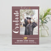 Einfache Eleganter Abschluss Goldkappe dank Script Dankeskarte (Stehend Vorderseite)