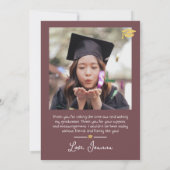 Einfache Eleganter Abschluss Goldkappe dank Script Dankeskarte (Rückseite)