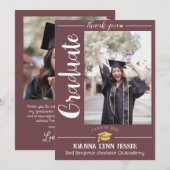 Einfache Eleganter Abschluss Goldkappe dank Script Dankeskarte (Vorne/Hinten)