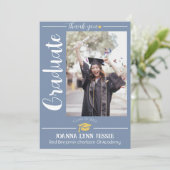 Einfache Eleganter Abschluss Goldkappe dank Script Dankeskarte (Stehend Vorderseite)