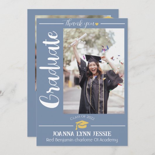 Einfache Eleganter Abschluss Goldkappe dank Script Dankeskarte (Vorne/Hinten)