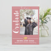 Einfache Eleganter Abschluss Goldkappe dank Script Dankeskarte (Stehend Vorderseite)