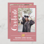 Einfache Eleganter Abschluss Goldkappe dank Script Dankeskarte (Vorne/Hinten)